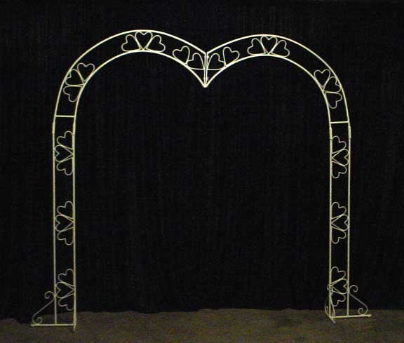 White Iron Heart Arch Very large arch with 3 hearts design